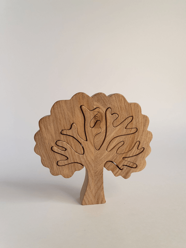Arbre puzzle décoratif en bois de chêne