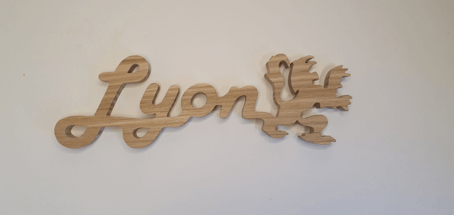 "Lyon" - symbole - lettrage décoratif en bois de frêne