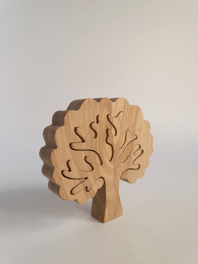Arbre puzzle décoratif en bois de chêne