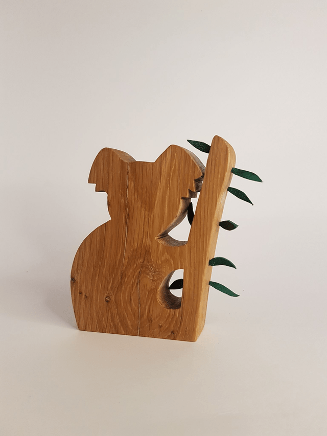 Koala décoratif en bois de chêne