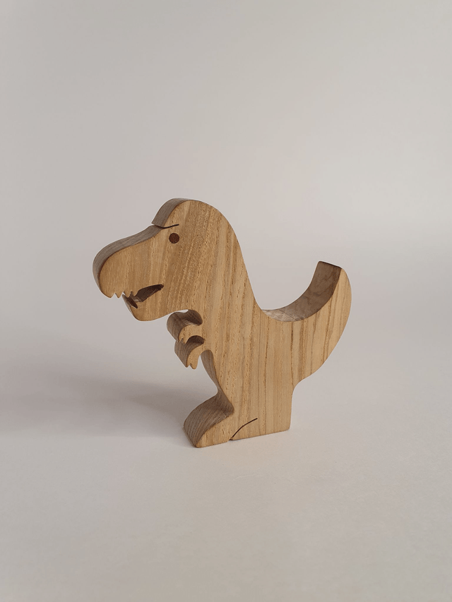 Lot de 3 dinosaures décoratifs en bois de hêtre