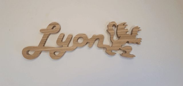 &quot;Lyon&quot; - symbole - lettrage décoratif en bois de frêne