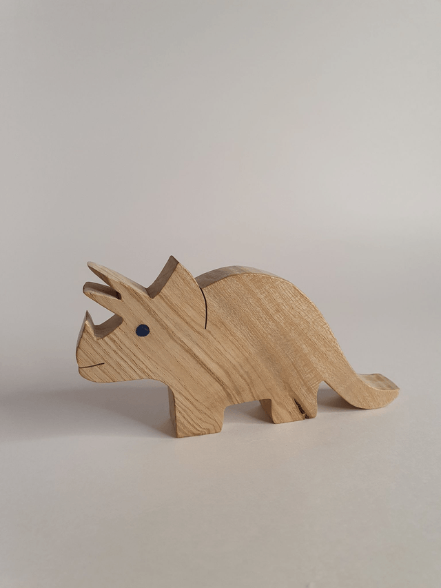 Lot de 3 dinosaures décoratifs en bois de hêtre